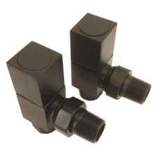 Black square angled radiator valves